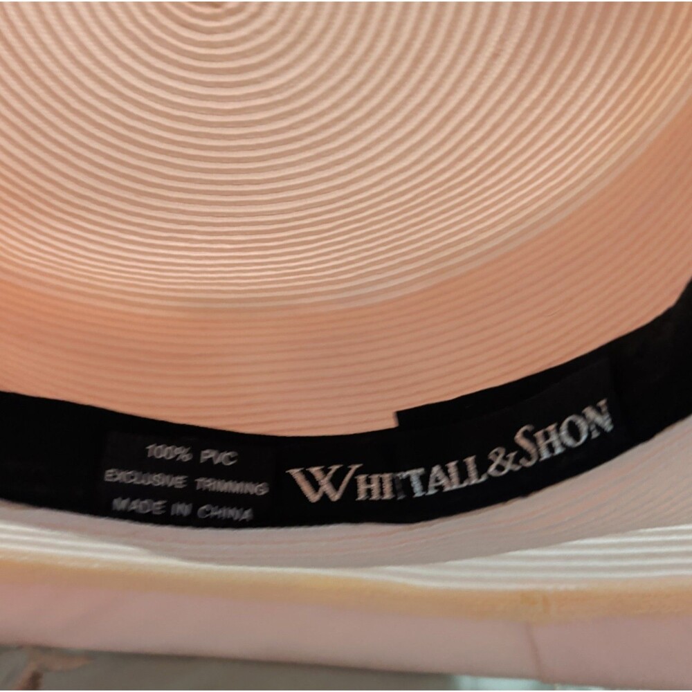 Whittall Shon Pink Derby Hat Bow Sequin Feather Woven Vintage Style - Picture 13 of 16